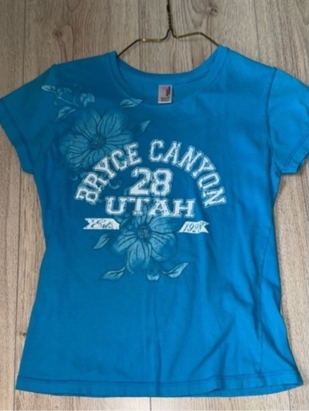 Prairie mountain blue white short sleeve shirt top
